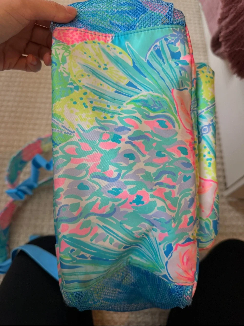 Lilly Pulitzer Swizzle In Tropical Floral Backpack Blue Pink Pineapple Hibiscus